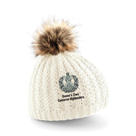 Queens Own Cameron Highlanders Pom Pom Beanie Hat